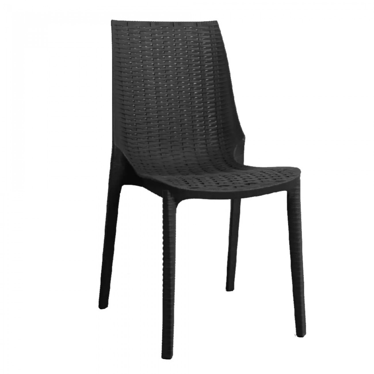Imagen Silla Plástica Quality Harmony Simil Ratán Negra