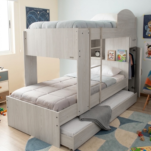 Cama Cucheta Triple Platinum 954 Con Placard Gris