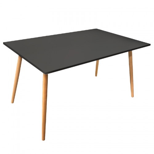 Mesa De Comedor Sit Mobili Kaunas 1.20m Pvc Negra Patas Madera