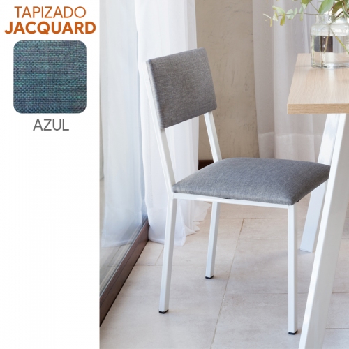 Silla Comedor Sil-car Nilo Jacq Azul Caño 30x20 Blanco Brill