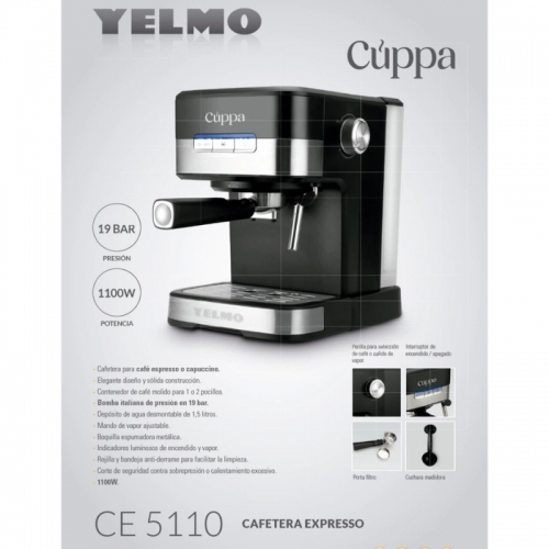 Imagen Cafetera Expresso Yelmo CE-5110 1100W 19 BAR Vapor