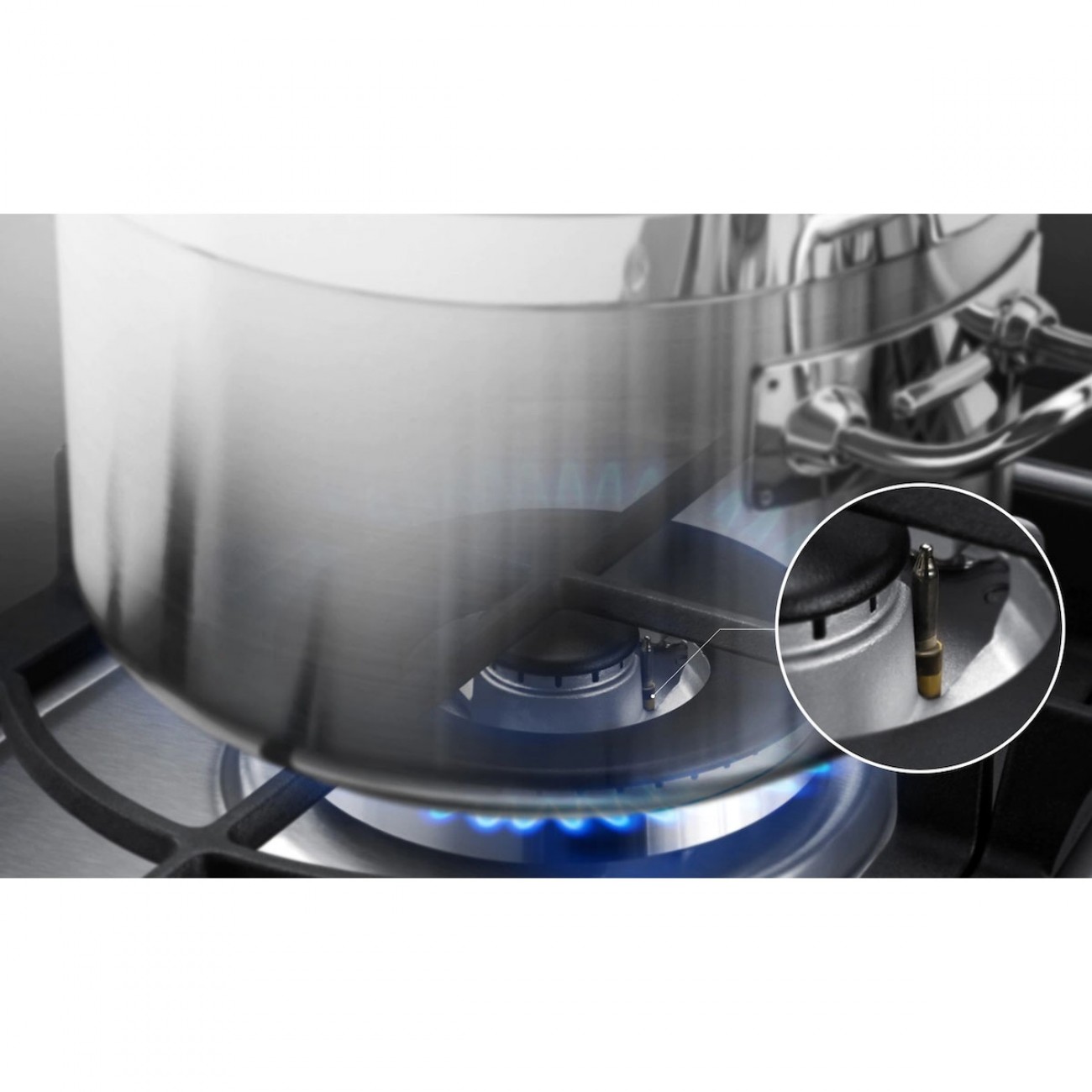 Imagen Anafe A Gas Empotrable Samsung Na64h3000ak 60cm Encend Negro