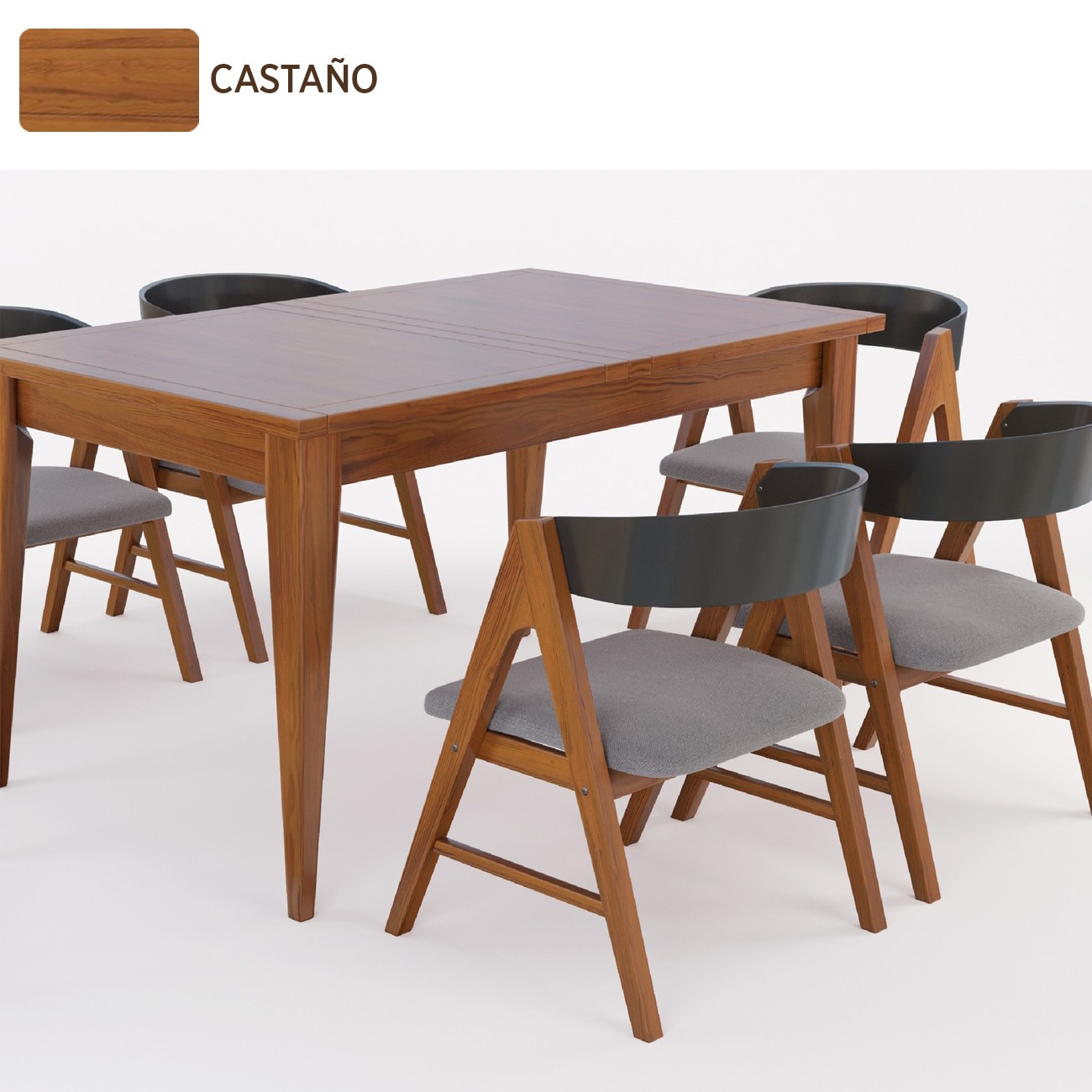 Imagen Mesa Comedor Inmacol 147 Escandinava 120x90 Madera Maciza Castaño