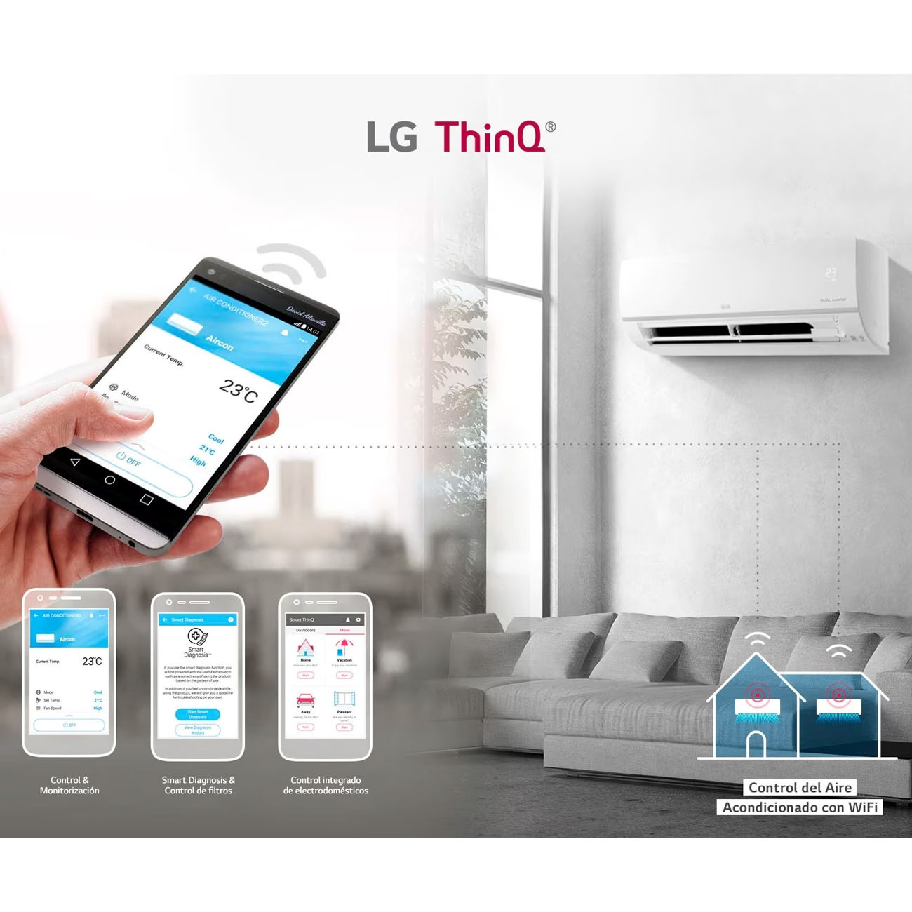 Imagen Aire Acond Split Inverter Lg S4-w18klrpa 5275w Wifi Negro