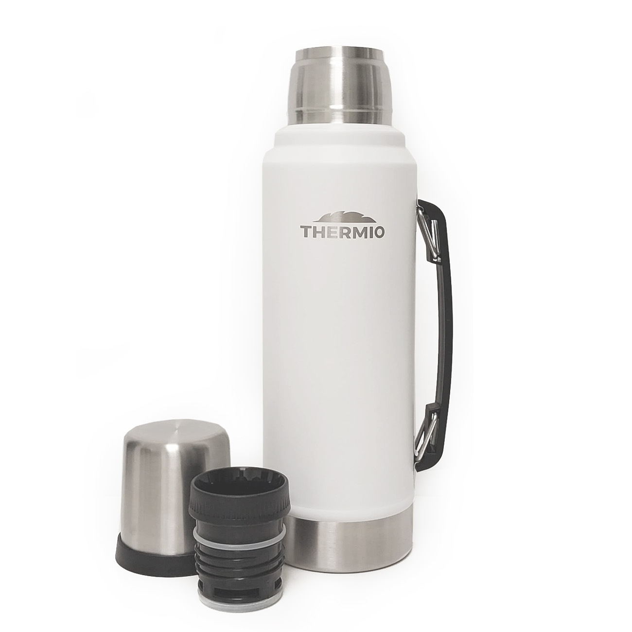 Imagen Combo Termo Thermio Classic 1l + Mate Y Bombilla Acero Blanco