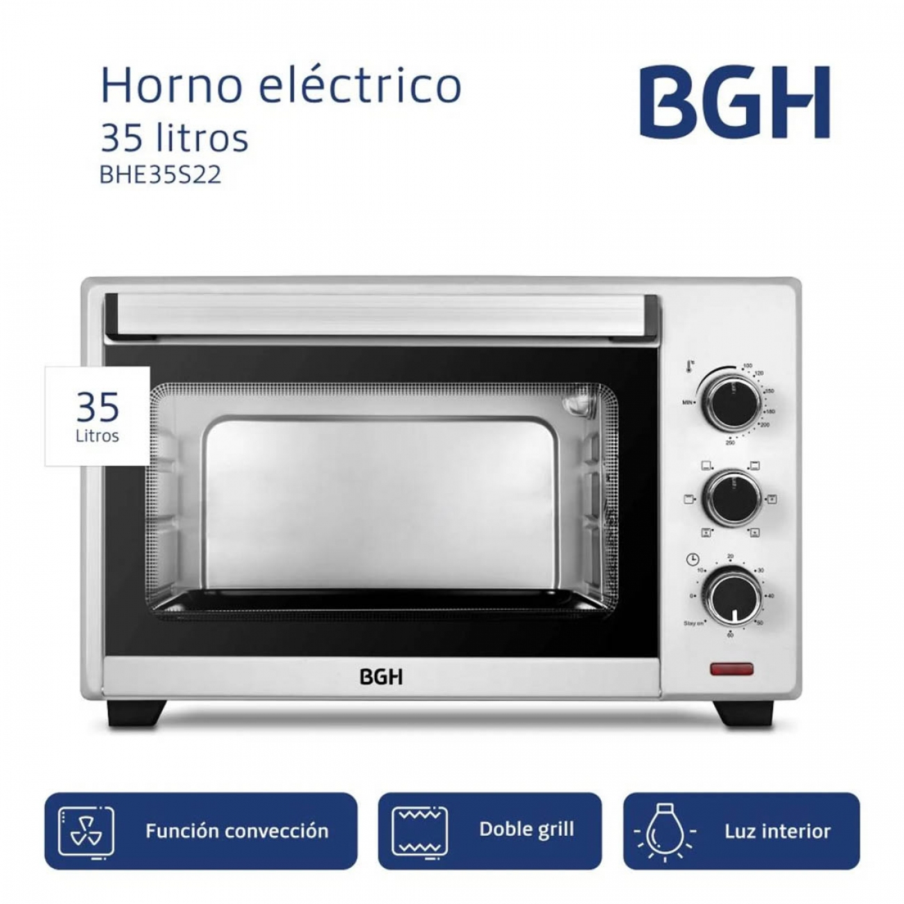 Imagen Horno Electrico Bgh Bhe35s22 35 Lts Silver