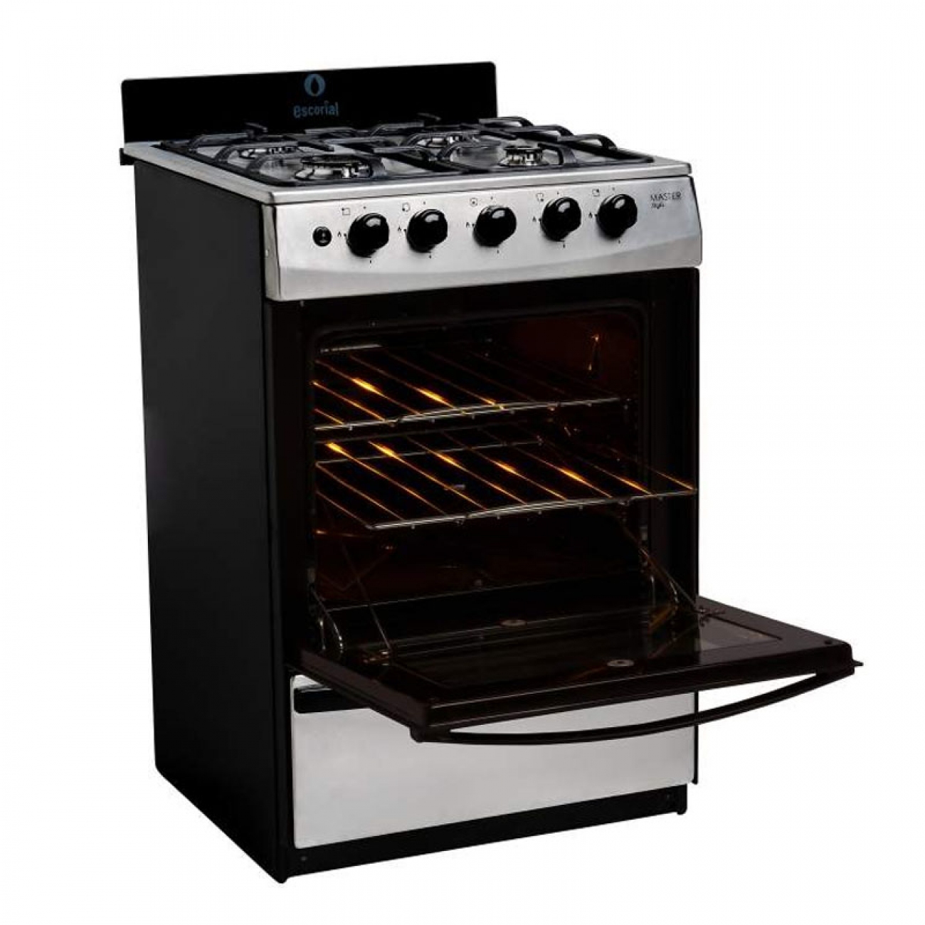 Imagen Cocina Multigas Escorial Master Style 4h 56 Cm Con Luz Inox