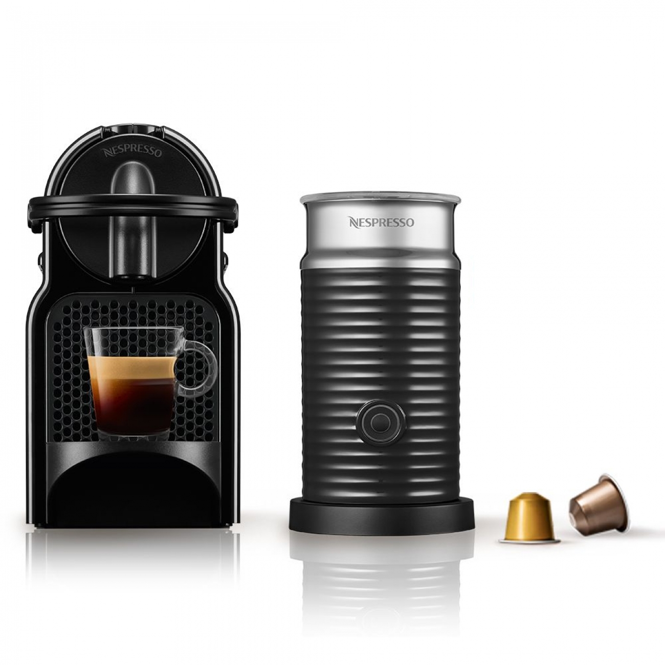 Imagen Cafetera A Cápsula Nespresso Inissia Black + Aeroccino 3