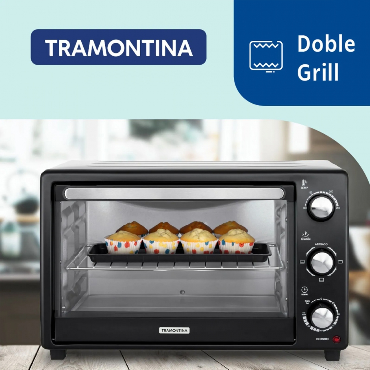 Imagen Horno Eléctrico Tramontina Glass Cook 40 Lts Negro