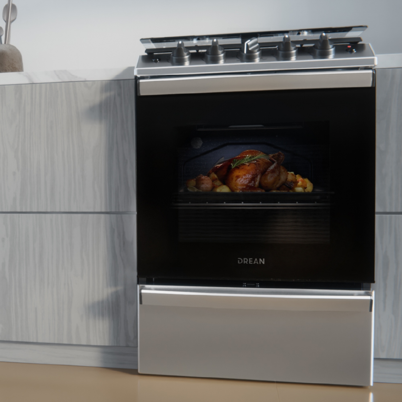 Imagen Cocina A Gas Drean Cd5617ai0 Acero Inoxidable 4 H Air Fryer