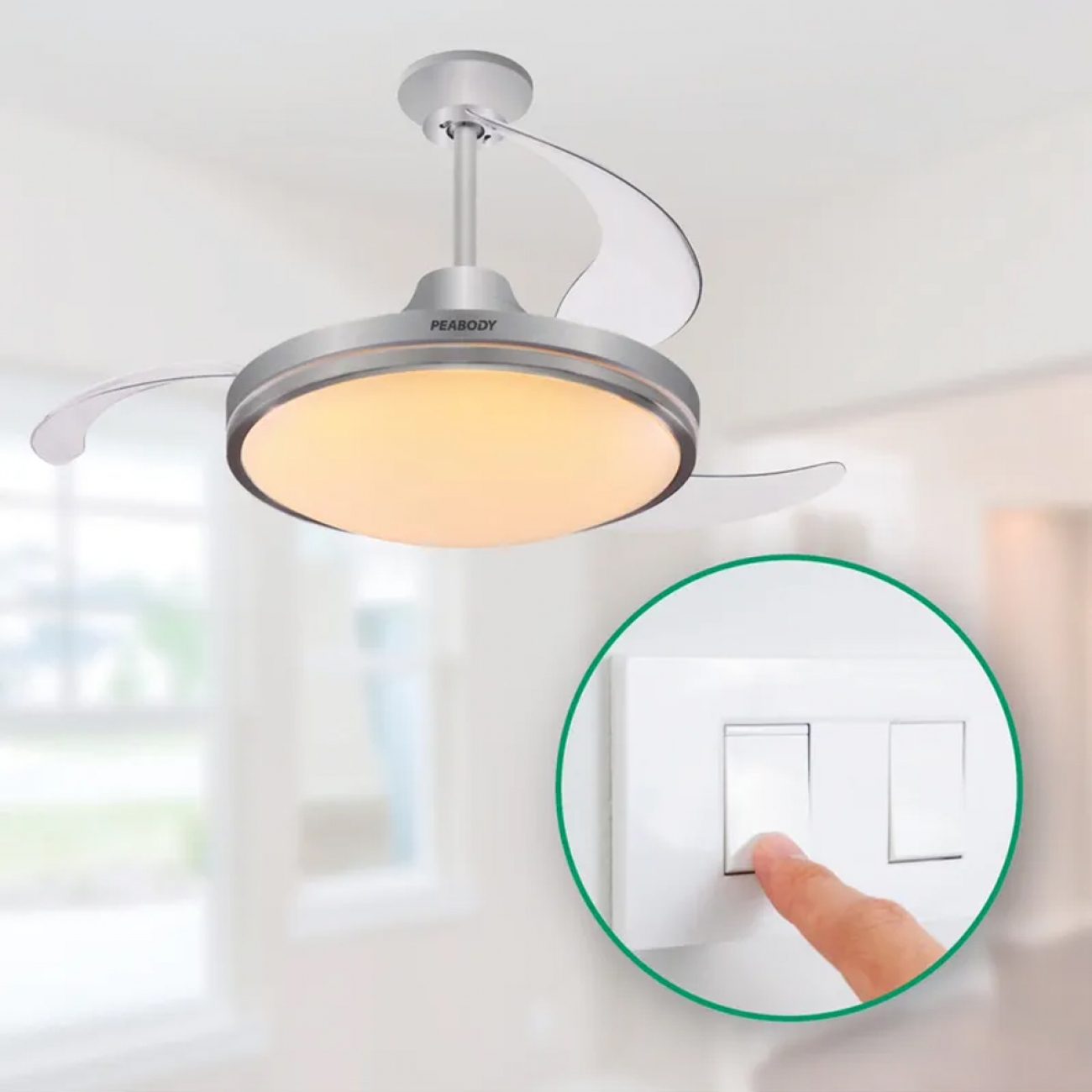 Imagen Ventilador De Techo Peabody Pe-vtrdc425s 72w Con Luz