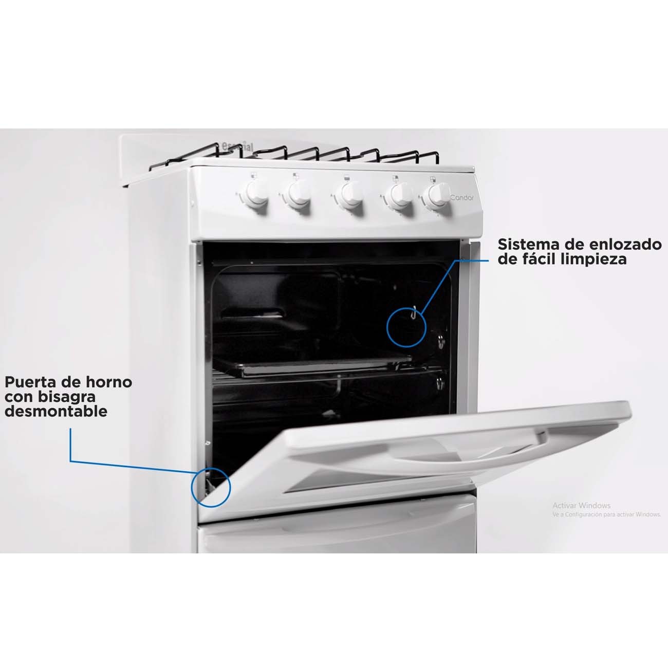 Imagen Cocina Escorial Candor 4h 50cm Blanca Gas Envasado