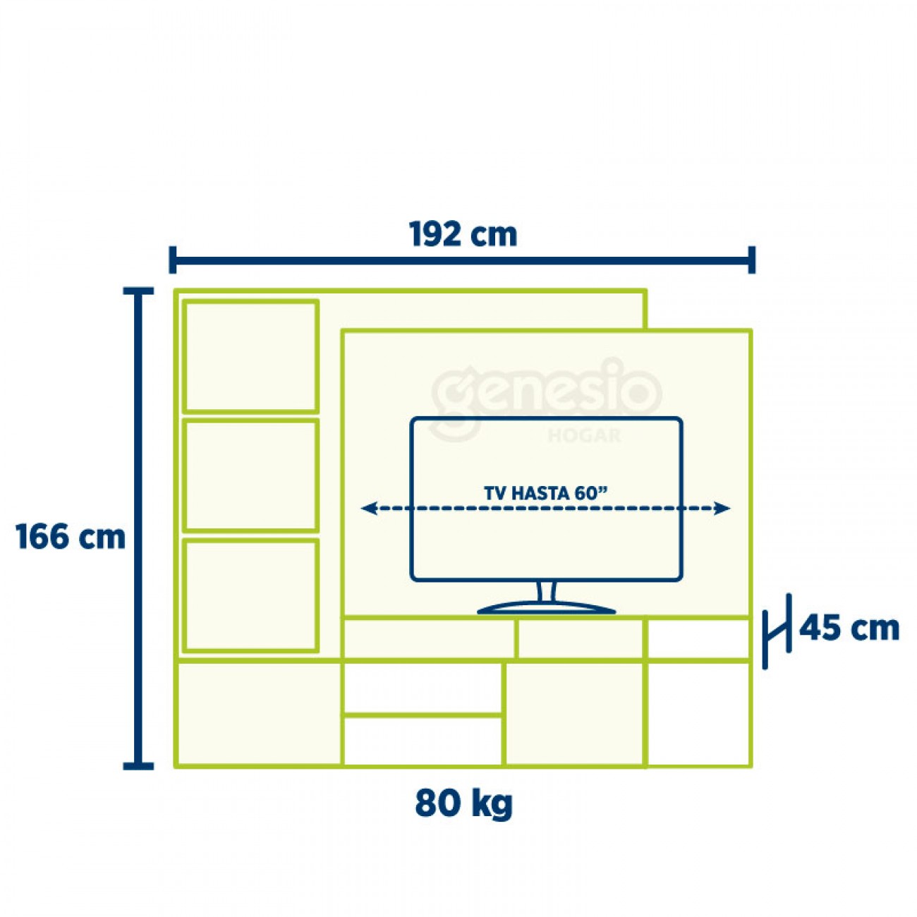 Imagen Modular Rack Platinum 558 Hasta Tv 60" 1,92m Roble Con Negro