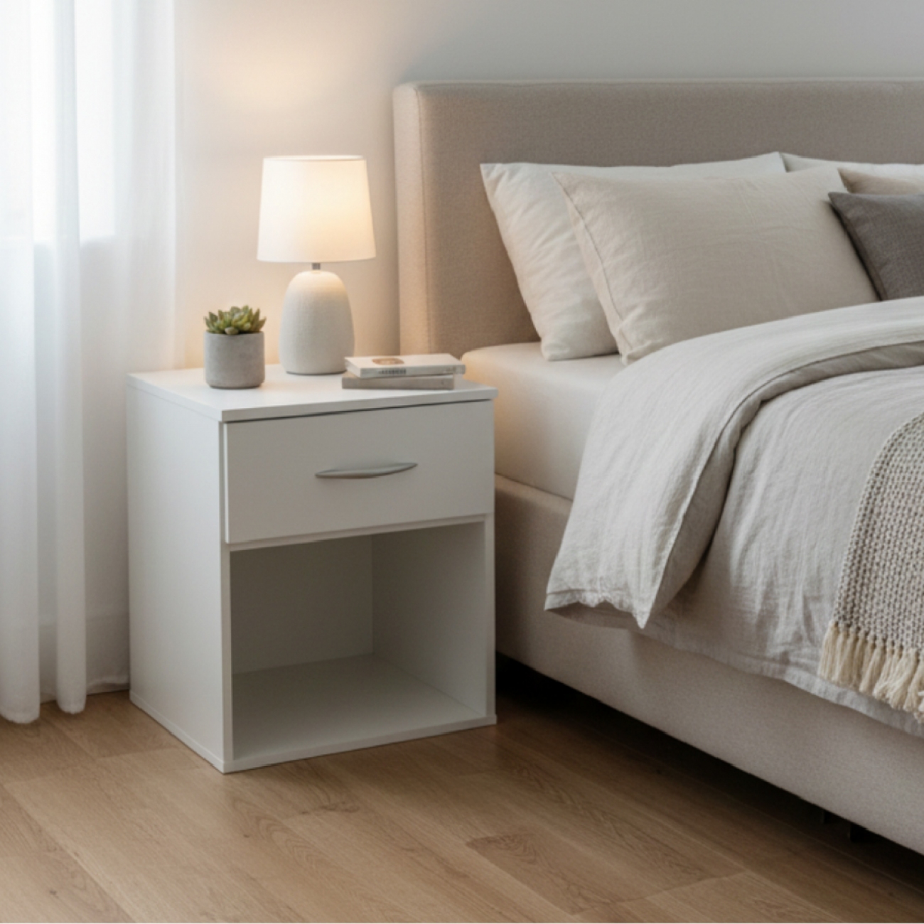 Imagen Mesa De Luz Platinum Flotante 964-3 Blanco Veta