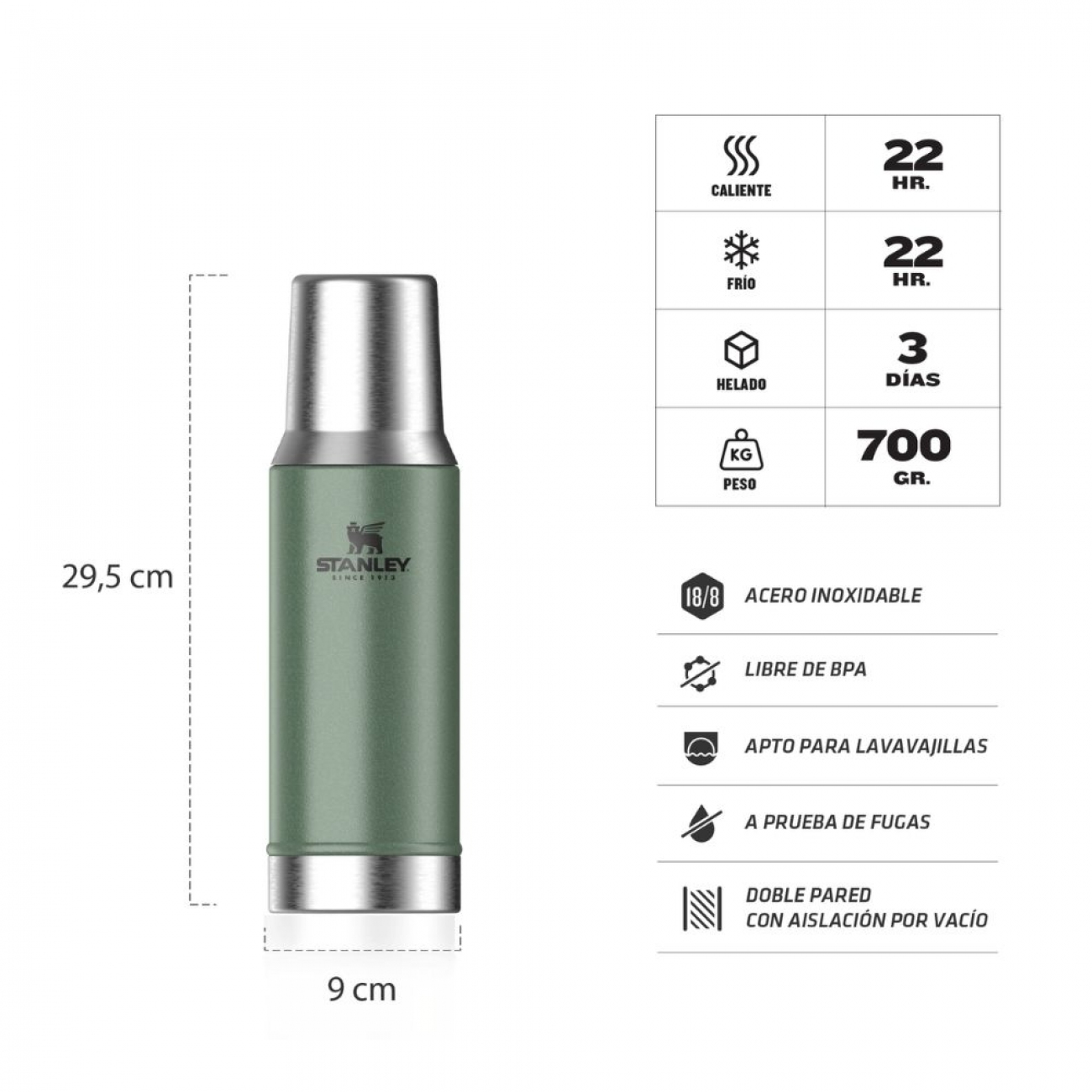 Imagen Termo Stanley 800ml Acero Inoxidable Verde