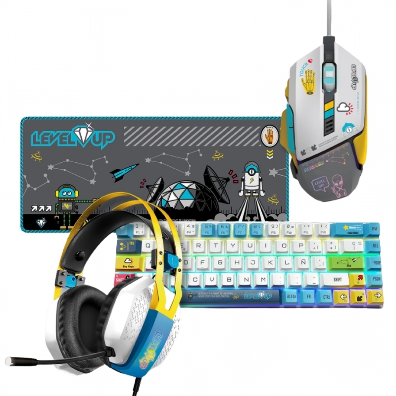 Imagen Combo Teclado Mouse Auricula Mousepad Perseo Full Level Up