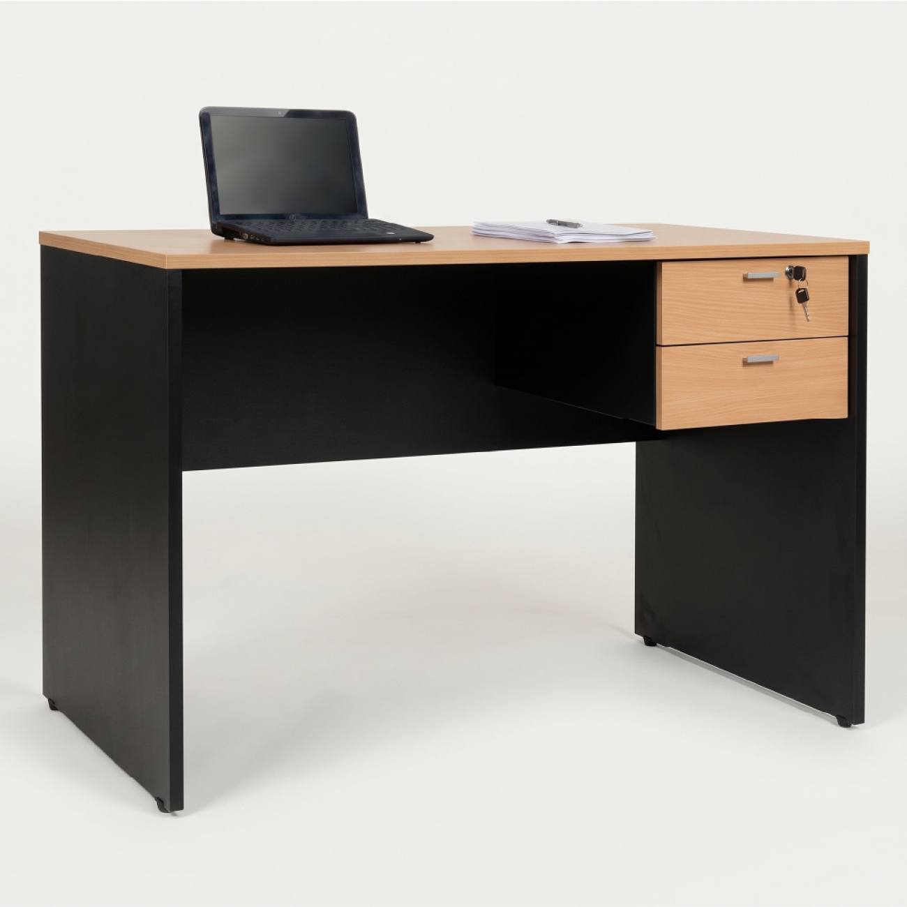 Imagen Escritorio Platinum 500-3 1 M 2 Cajones Haya/Negro