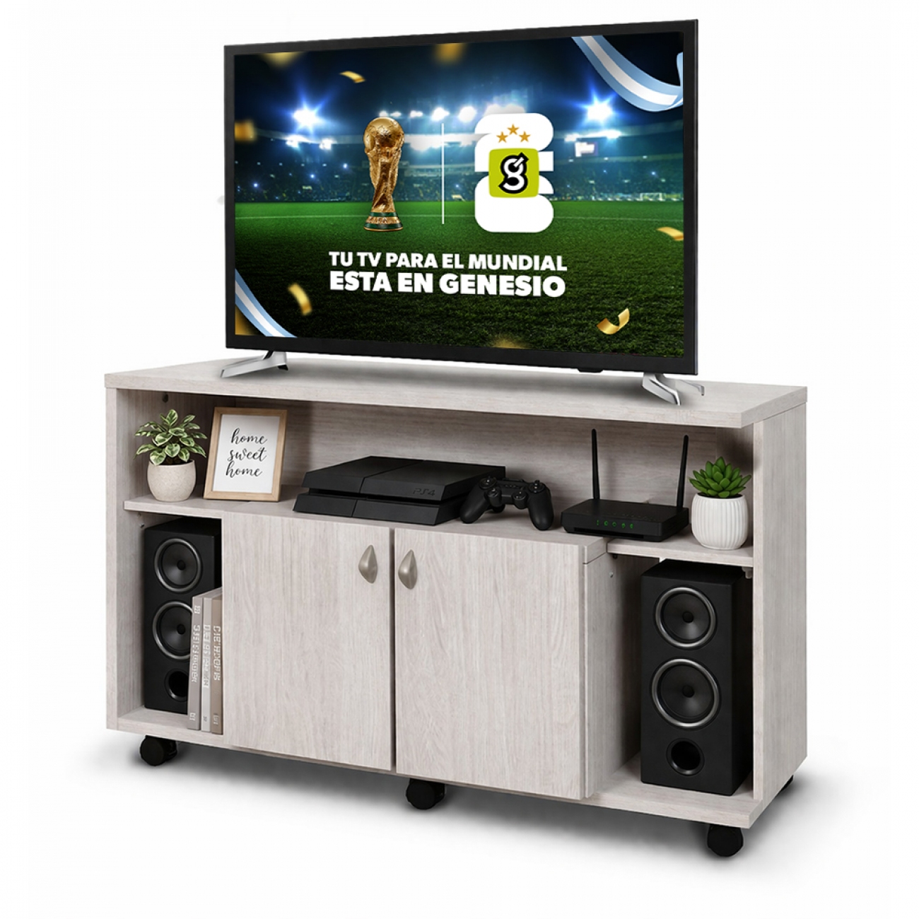 Imagen Mesa Rack Para Tv Led Audio Platinum 2604 1mt Gris Andino