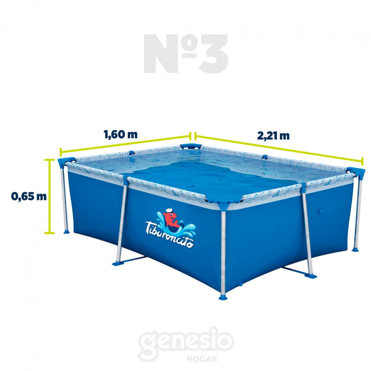 Imagen Pileta De Lona Tiburoncito N 3 2300 Lts 2.21 X 1.60 X 0.65 M